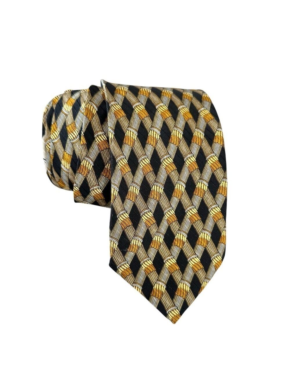 Valentino Silk Neck Tie One Size Black Gold